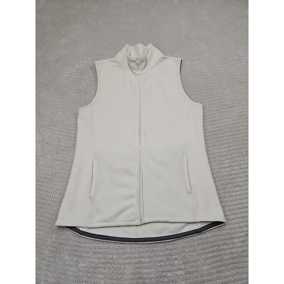 Cuddl Duds Vest Womens Large Fleece Full Zip White - Picture 1 of 6